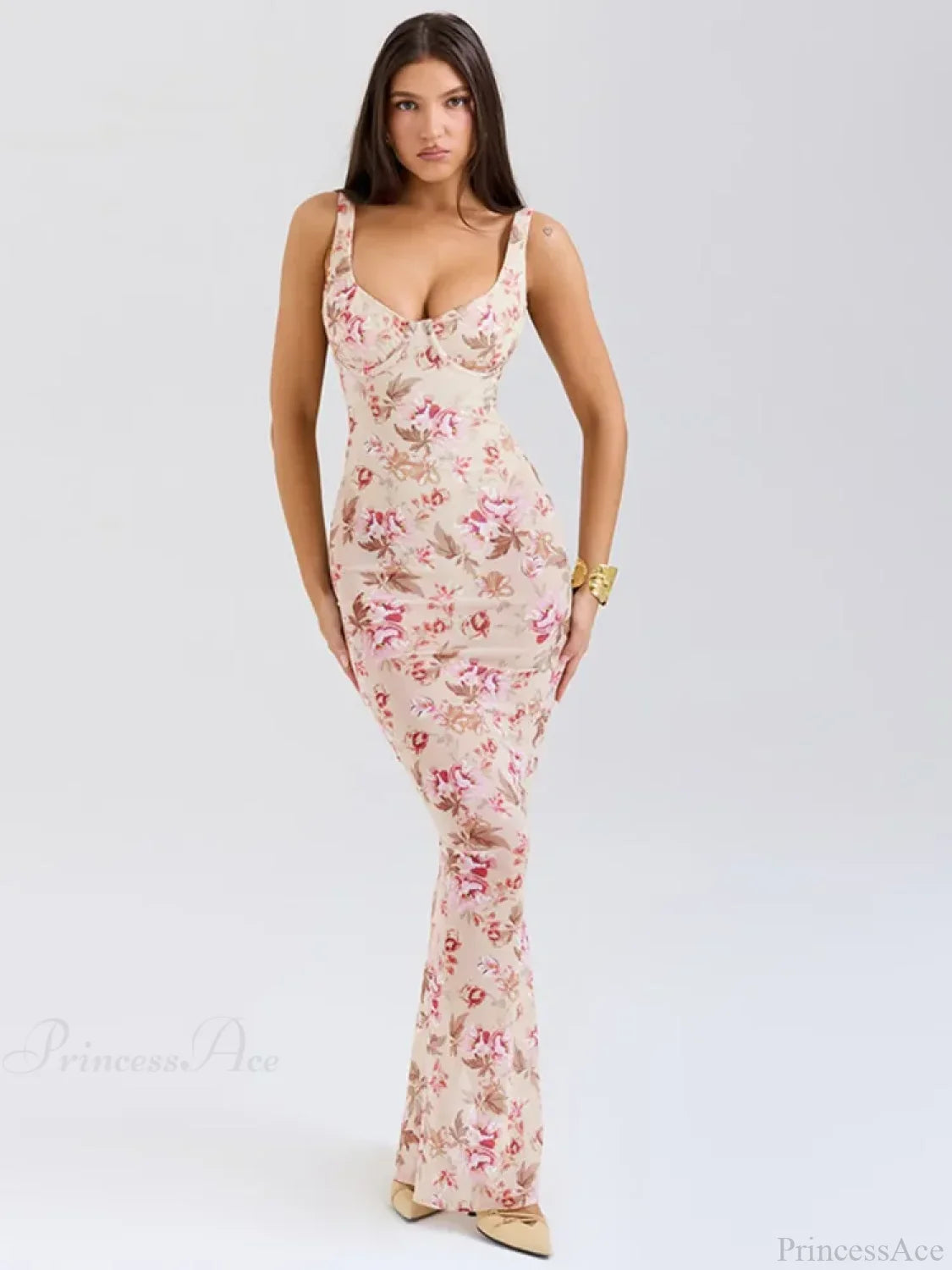 Floral Slim Bodycon Maxi Vacation Dress image 3