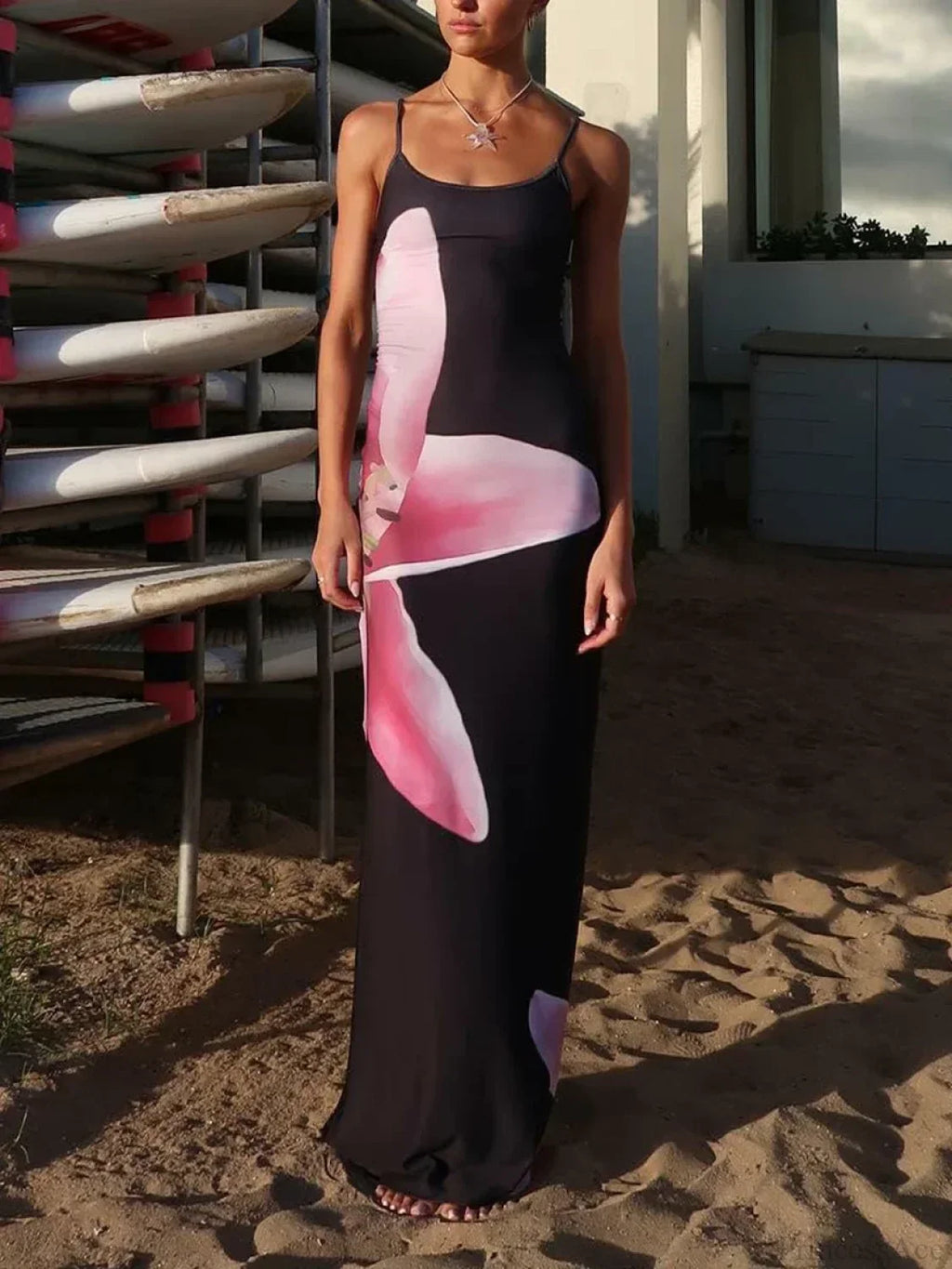 Floral Slip Spaghetti Strap Backless Boho Sundress image 2