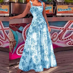 Floral Spaghetti Strap High Waist Maxi Dress image 7