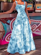 Floral Spaghetti Strap High Waist Maxi Dress image 1