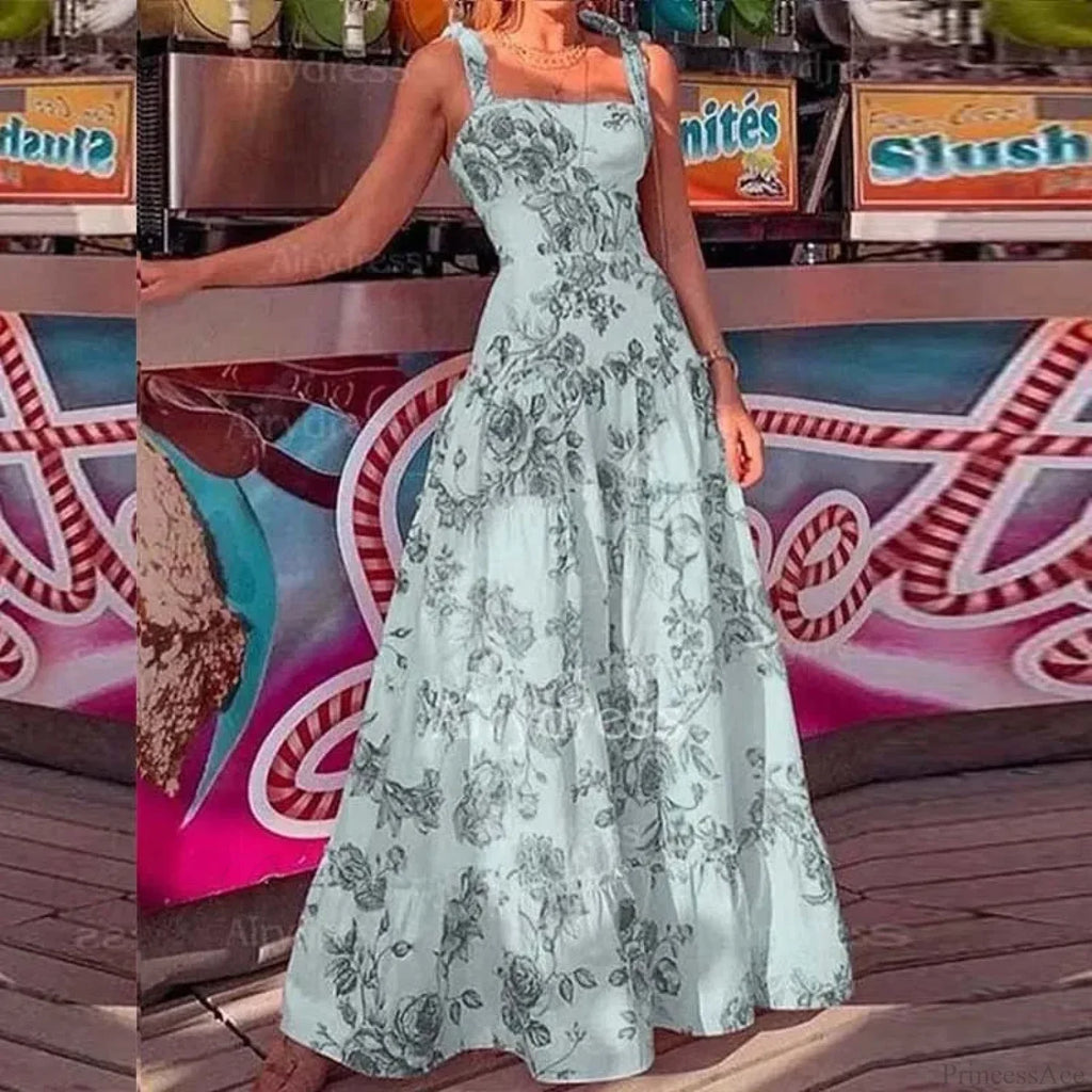 Floral Spaghetti Strap High Waist Maxi Dress image 8