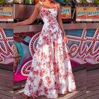 Floral Spaghetti Strap High Waist Maxi Dress image 9