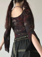 Floral Square Collar Knit Top image 4