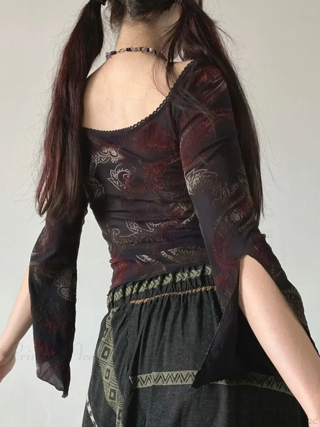 Floral Square Collar Knit Top image 4