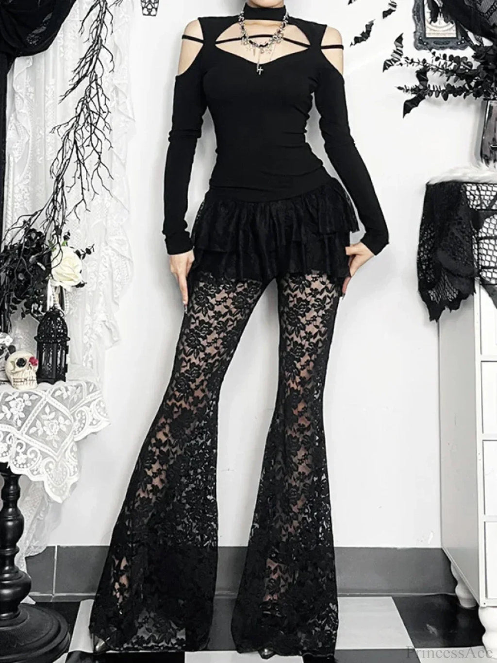 Floral Square Collar Knit Top image 3