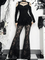 Floral Square Collar Knit Top image 3