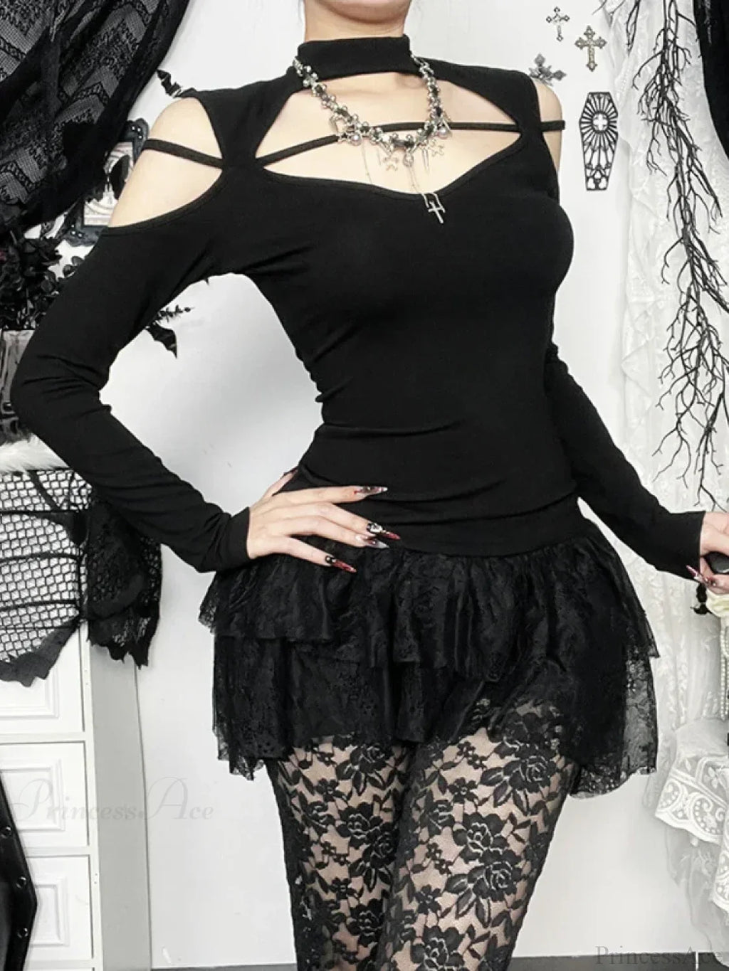 Floral Square Collar Knit Top image 5