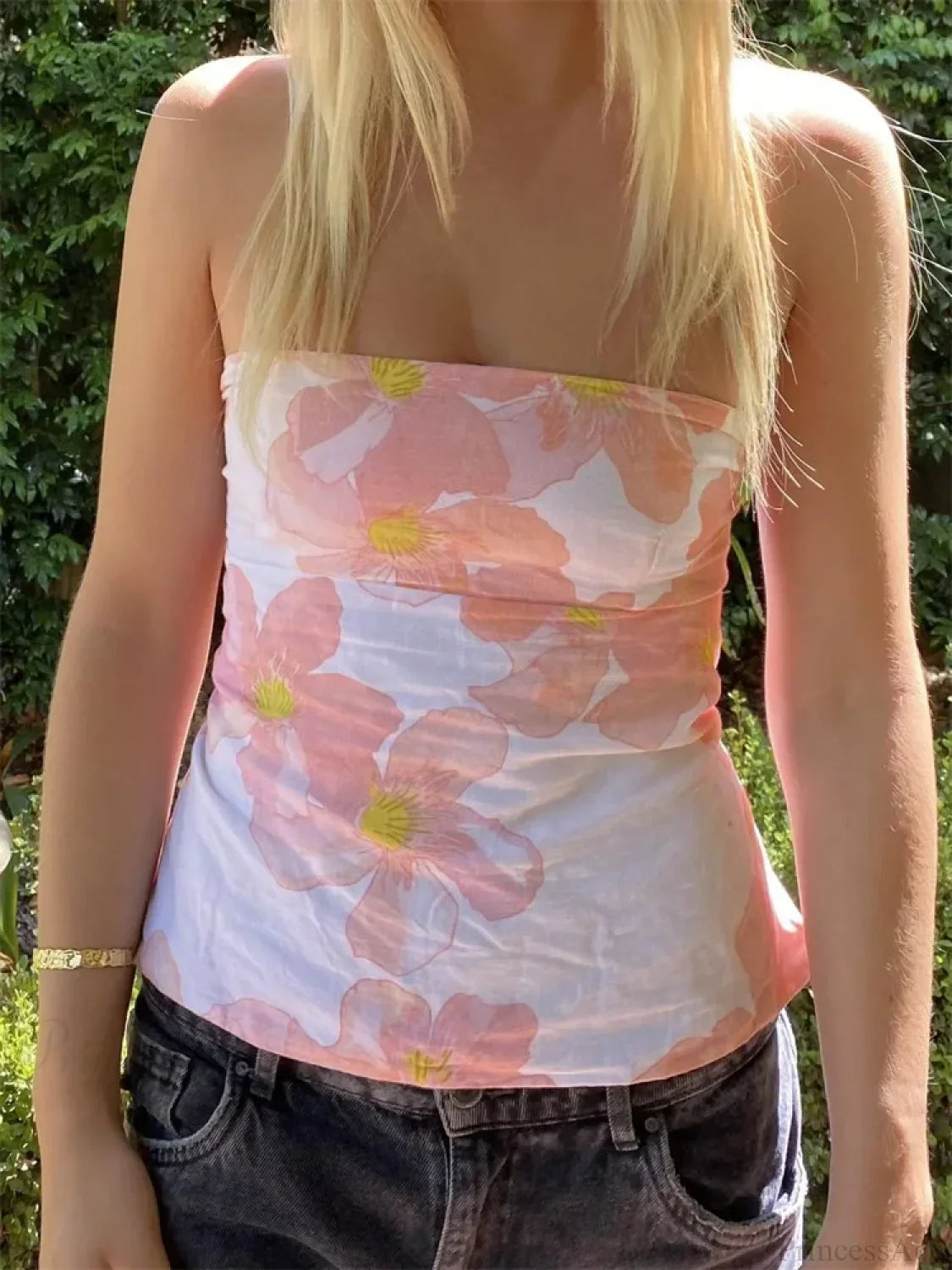 Floral Strapless Backless Party Club Crop Top image 4