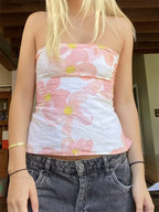 Floral Strapless Backless Party Club Crop Top image 5
