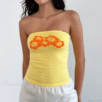 Floral Strapless Bandeau Backless Sleeveless Fairy Coquette Off Shoulder Crop Top image 4