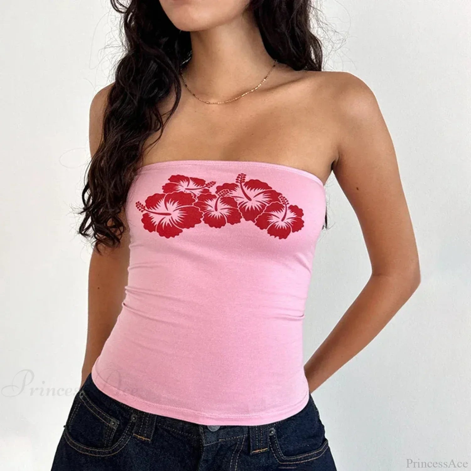 Floral Strapless Bandeau Backless Sleeveless Fairy Coquette Off Shoulder Crop Top image 3