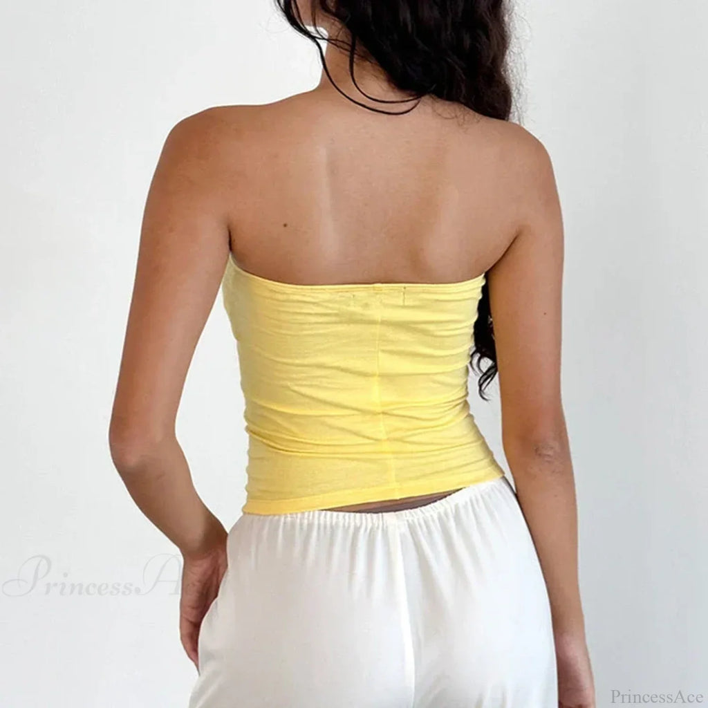 Floral Strapless Bandeau Backless Sleeveless Fairy Coquette Off Shoulder Crop Top image 6