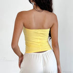 Floral Strapless Bandeau Backless Sleeveless Fairy Coquette Off Shoulder Crop Top image 6