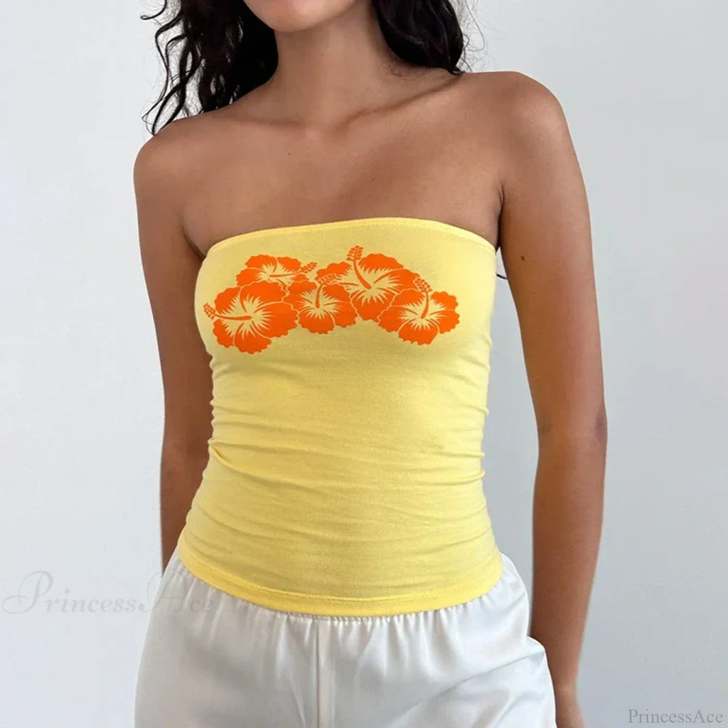 Floral Strapless Bandeau Backless Sleeveless Fairy Coquette Off Shoulder Crop Top image 8