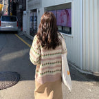 Floral Striped Textured Button Front Cardigan image 2