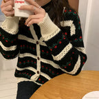 Floral Striped Textured Button Front Cardigan image 4