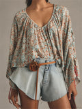 Floral Tie-Up Flare Sleeve Boho Blouse image 4