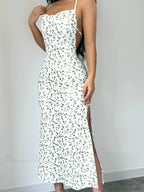 Floral Tied Backless Halter Split Floral Dress image 4