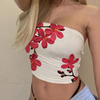 Floral Tube Top Strapless Slim Fit Summer Crop image 2