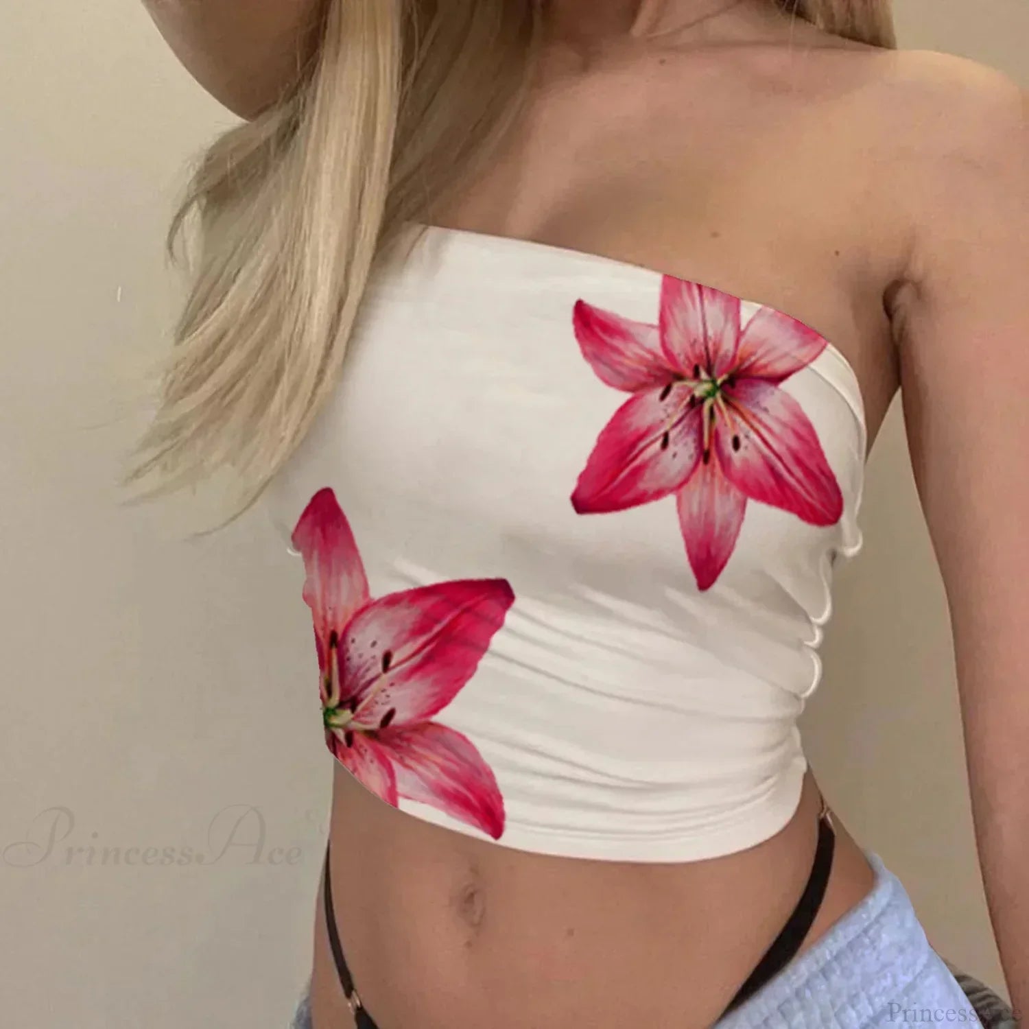 Floral Tube Top Strapless Slim Fit Summer Crop image 6