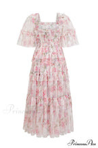Floral Tulle Ruffle Charming Layered Maxi Dress image 7