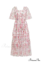 Floral Tulle Ruffle Charming Layered Maxi Dress image 6