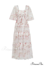 Floral Tulle Ruffle Charming Layered Maxi Dress image 8