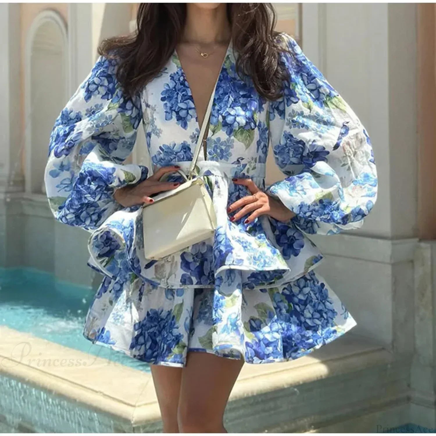 Floral V-Neck Ruffle Mini Floral Dress image 7
