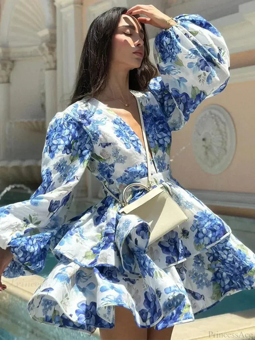 Floral V-Neck Ruffle Mini Floral Dress image 6