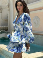 Floral V-Neck Ruffle Mini Floral Dress image 3