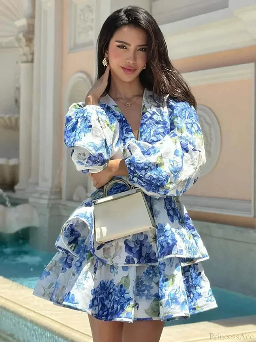 Floral V-Neck Ruffle Mini Floral Dress image 2