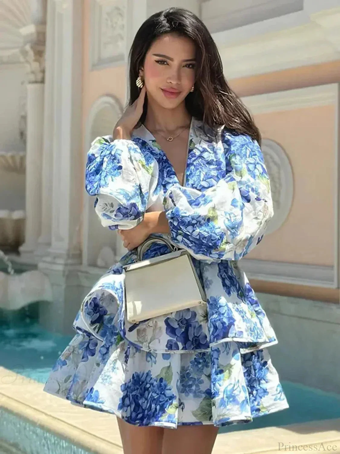 Floral V-Neck Ruffle Mini Floral Dress image 2