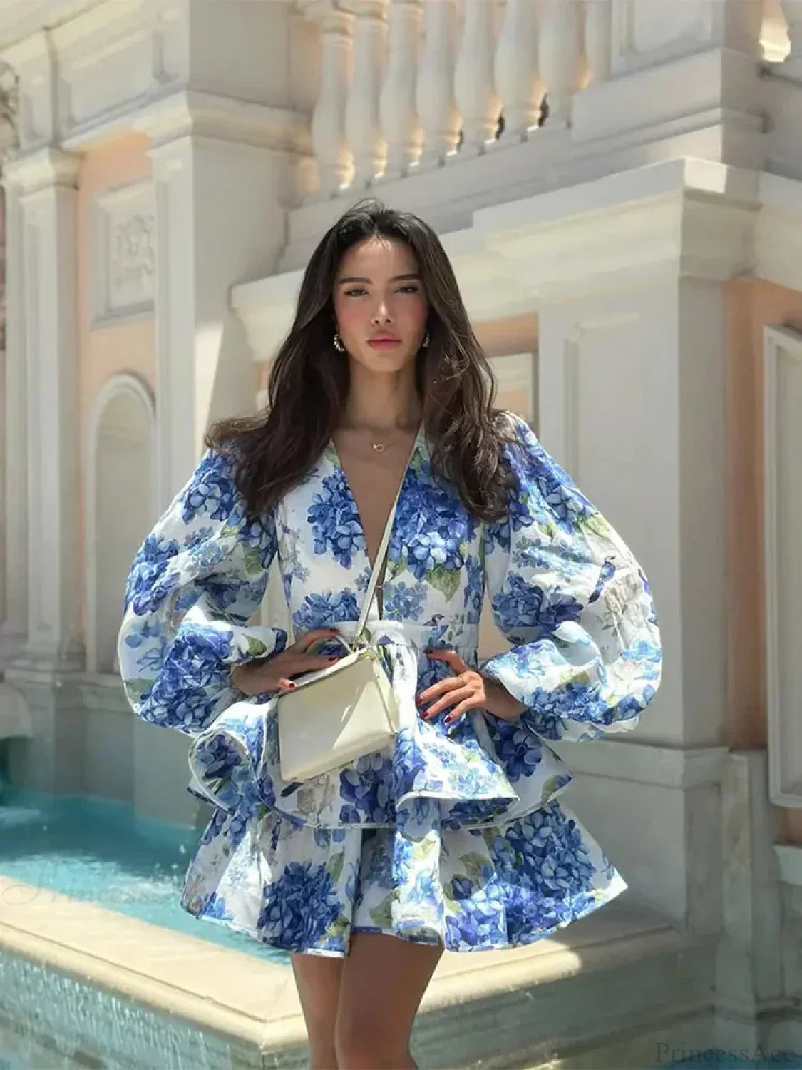 Floral V-Neck Ruffle Mini Floral Dress image 1