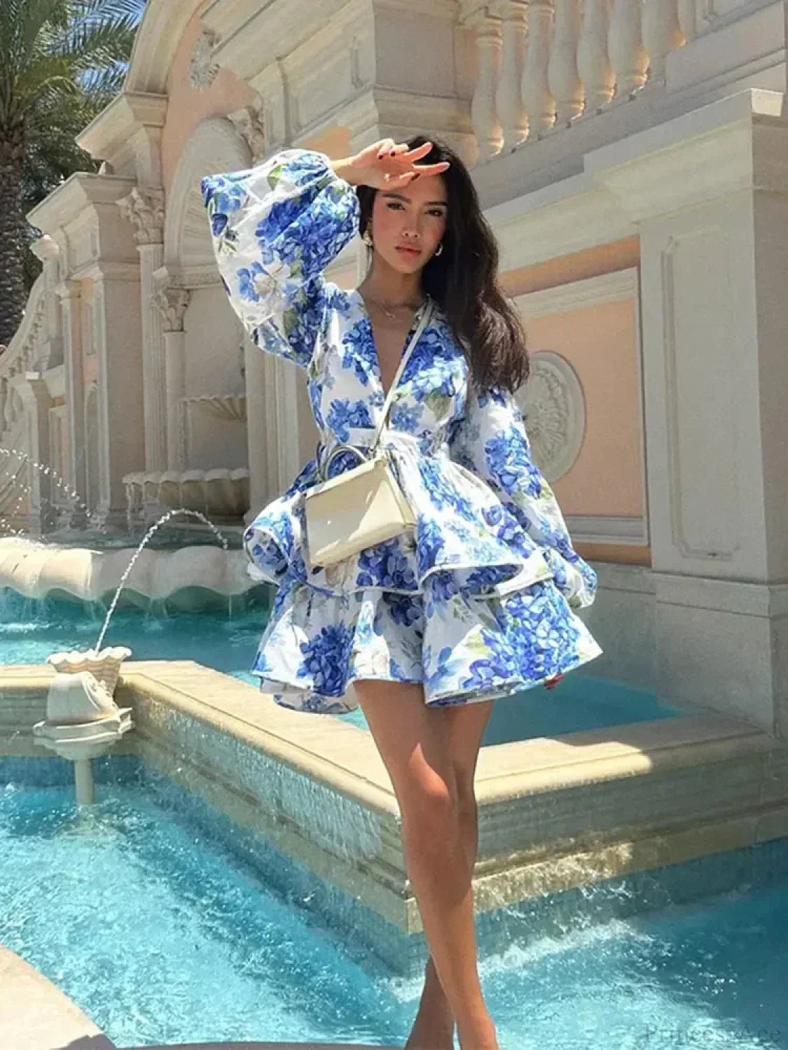 Floral V-Neck Ruffle Mini Floral Dress image 5