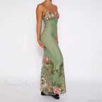 Floral V-neck Slim Maxi Floral Dress image 3