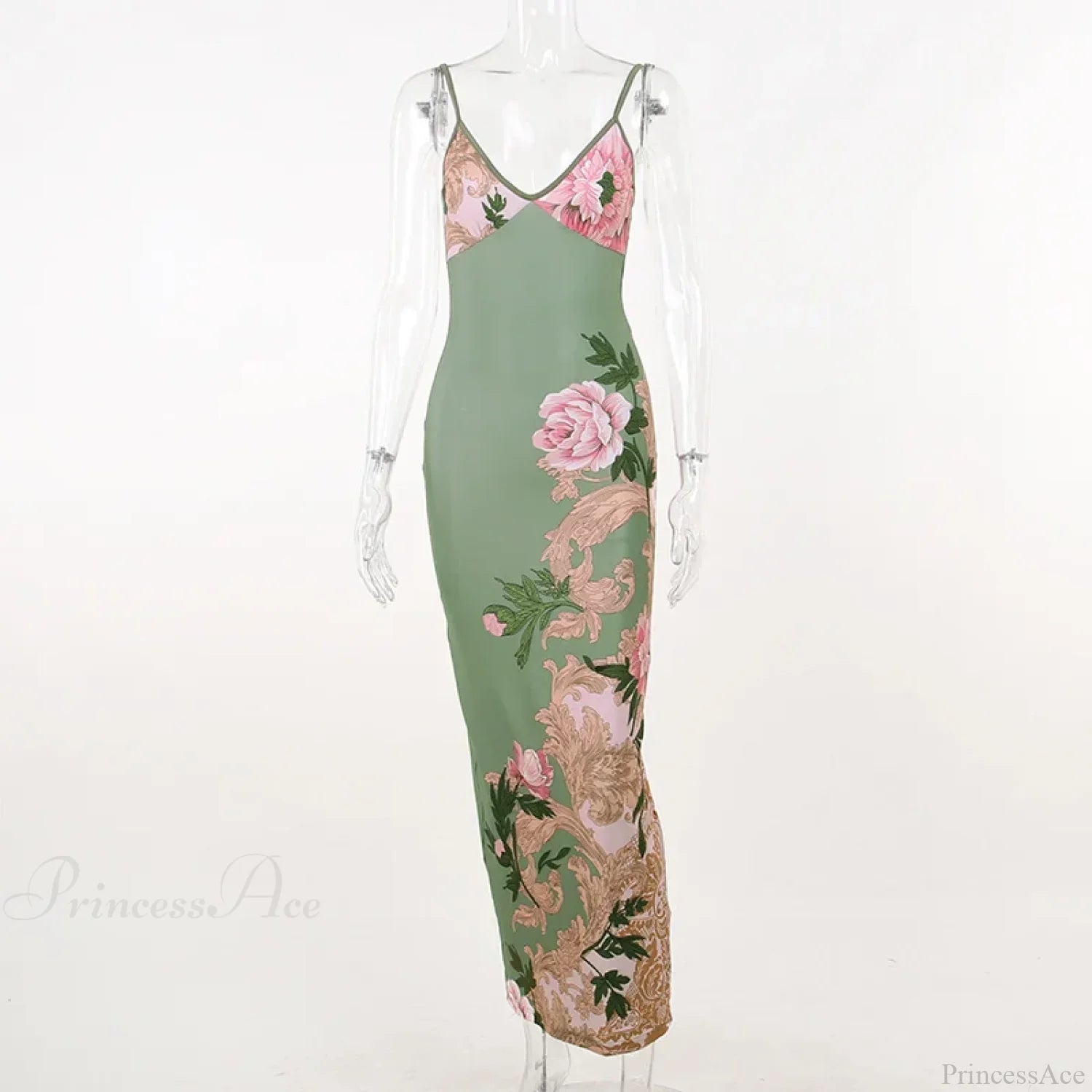 Floral V-neck Slim Maxi Floral Dress image 5