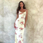Floral V-neck Slim Maxi Floral Dress image 7