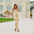 Floral V-neck Slim Maxi Floral Dress image 9