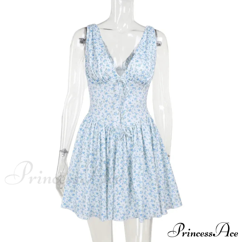 Floral V-neck Stylish Flare Mini Dress image 6