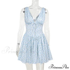 Floral V-neck Stylish Flare Mini Dress image 6