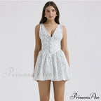 Floral V-neck Stylish Flare Mini Dress image 4