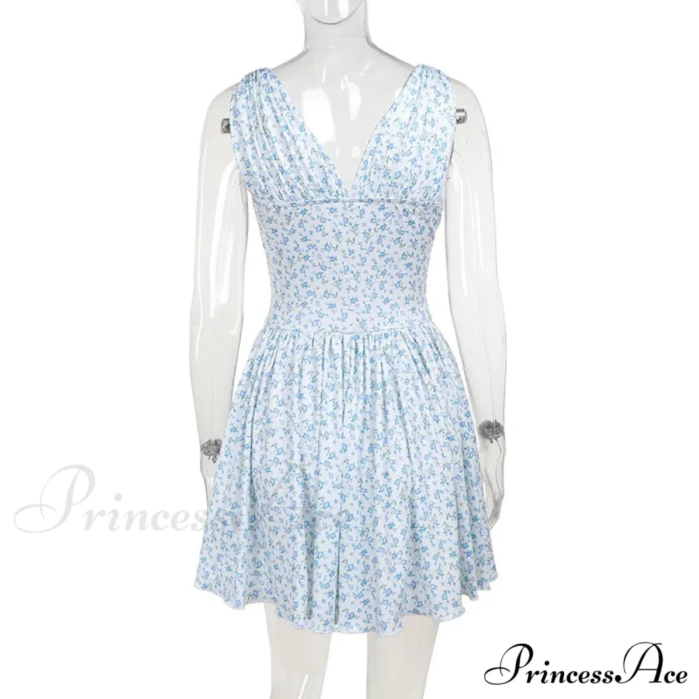 Floral V-neck Stylish Flare Mini Dress image 8
