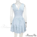 Floral V-neck Stylish Flare Mini Dress image 8