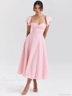 Floral Waist Wrap A-line Vacation Dress image 3