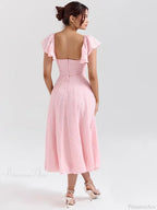 Floral Waist Wrap A-line Vacation Dress image 4