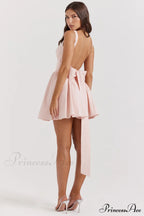 Floriane Peach Stylish Bow Mini Dress image 5