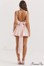 Floriane Peach Stylish Bow Mini Dress image 6
