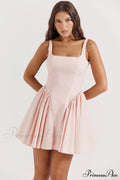 Floriane Peach Stylish Bow Mini Dress image 2