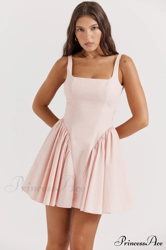 Floriane Peach Stylish Bow Mini Dress image 2