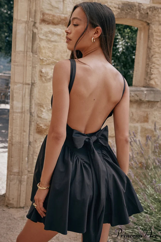Florianne Black Stylish Bow Mini Dress image 1